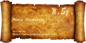 Menz Szabina névjegykártya